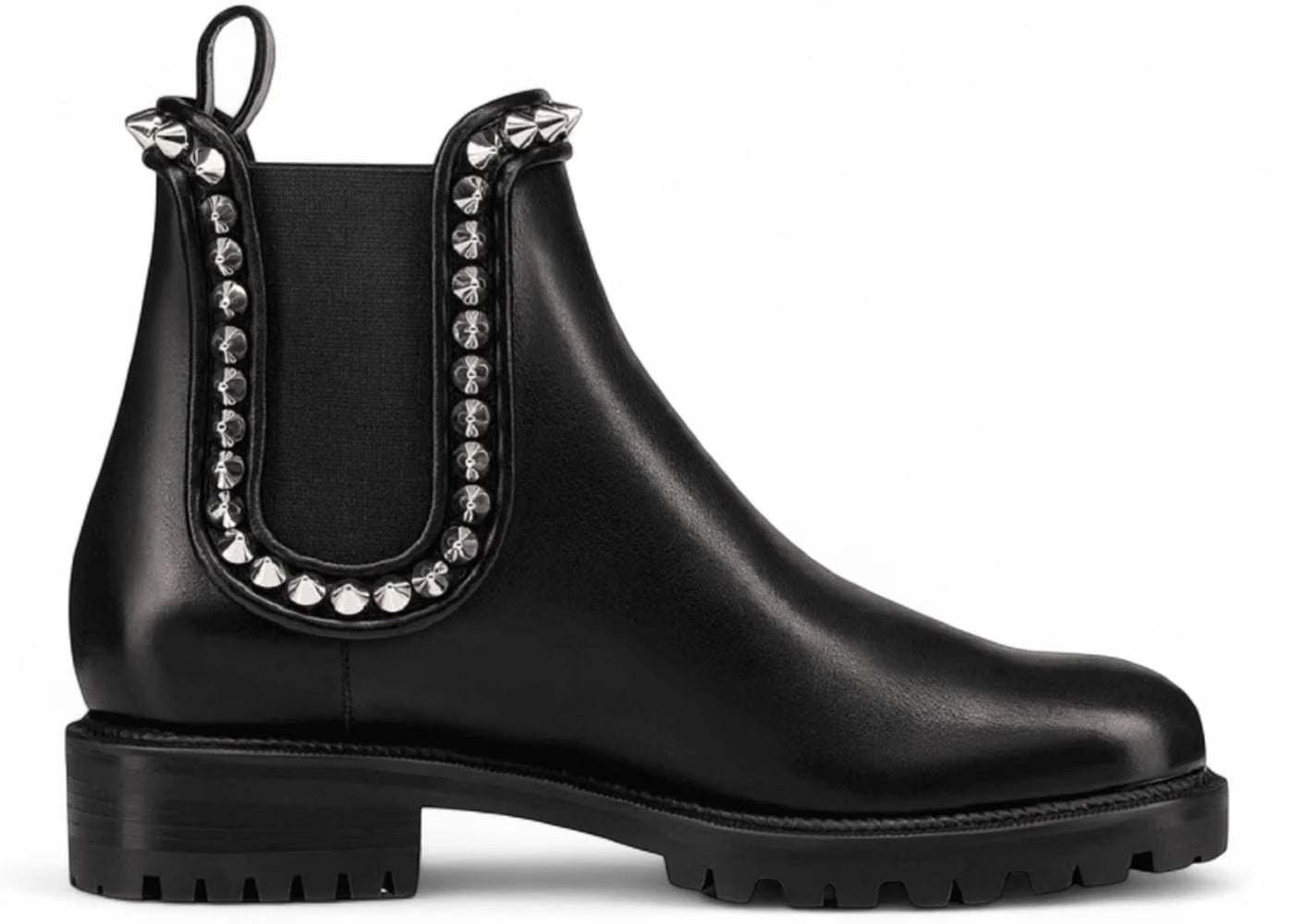 Christian Louboutin Capahutta Flat Leather Boot Black Studded (Women's)