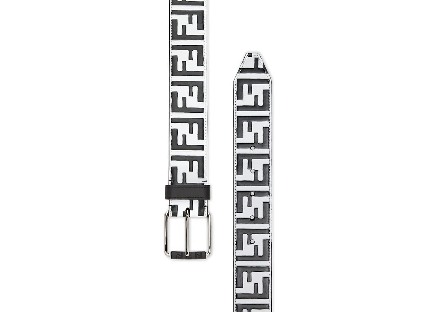 Fendi Belt FF Embossed White/Black