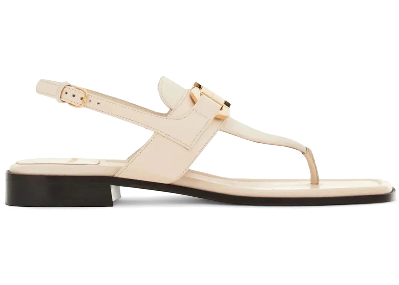 Ferragamo Gancini-Buckle Leather Sandals White (Women's)