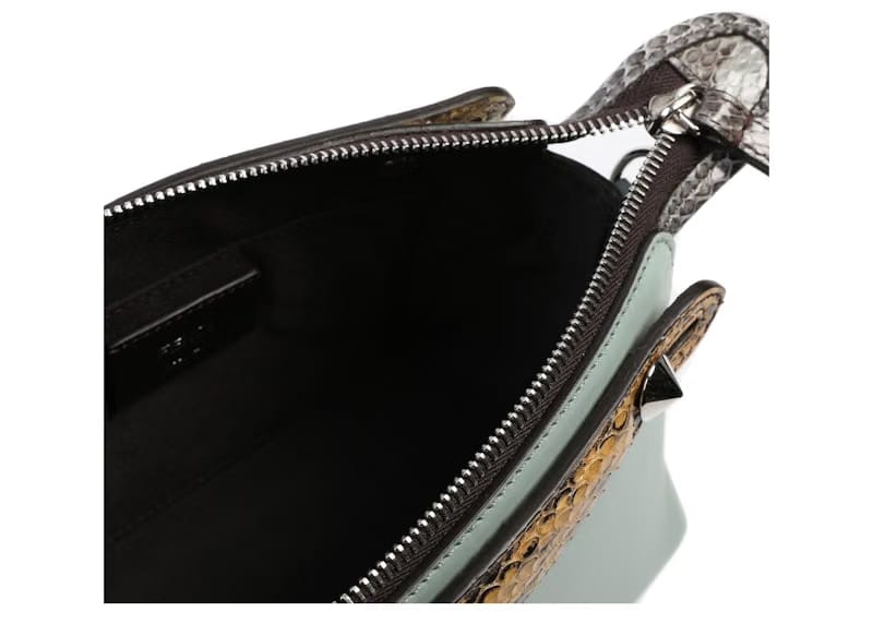 Fendi By The Way Boston Bag Mini Snakeskin Green