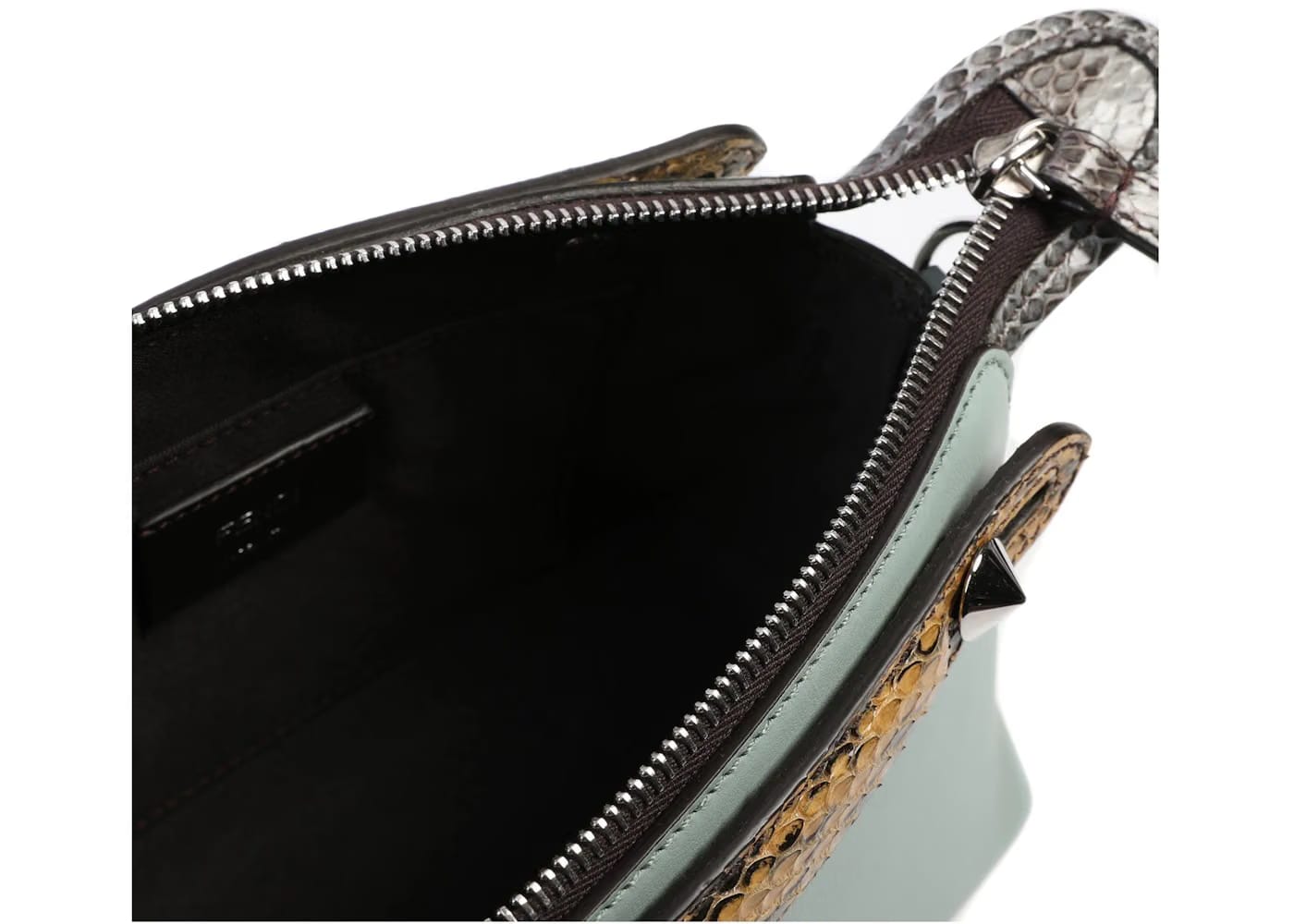 Fendi By The Way Boston Bag Mini Snakeskin Green