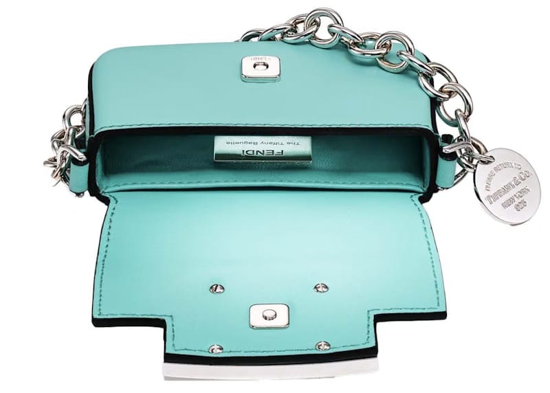 Tiffany x FENDI Nano Baguette in Tiffany Blue Leather with Sterling Silver