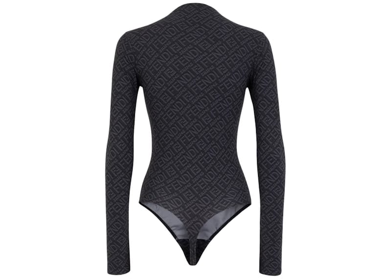 Fendi x SKIMS Mock Neck Long Sleeve Bodysuit Black