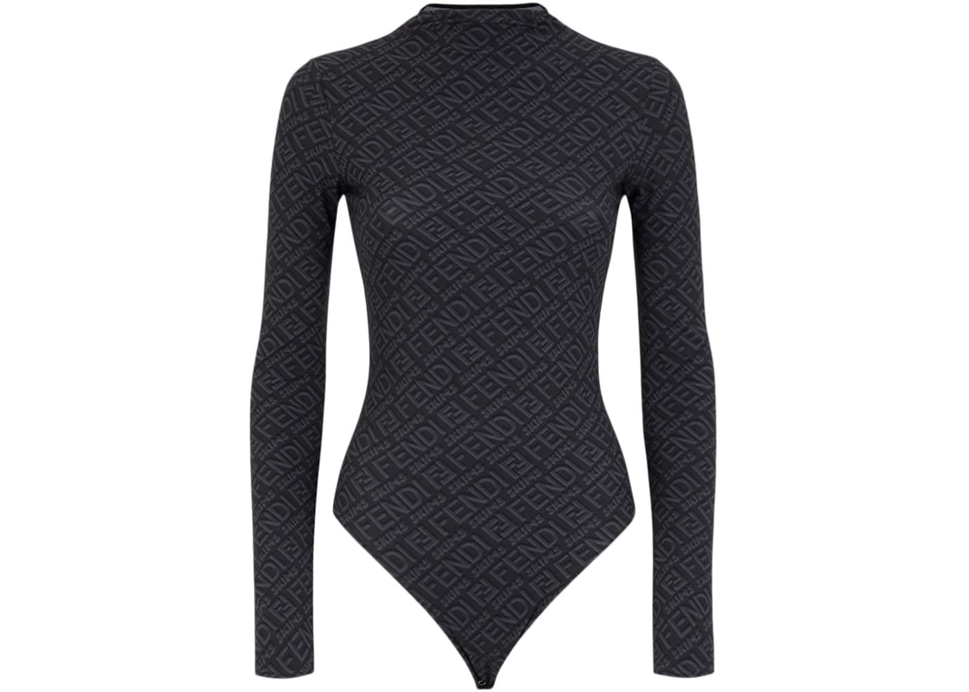 Fendi x SKIMS Mock Neck Long Sleeve Bodysuit Black