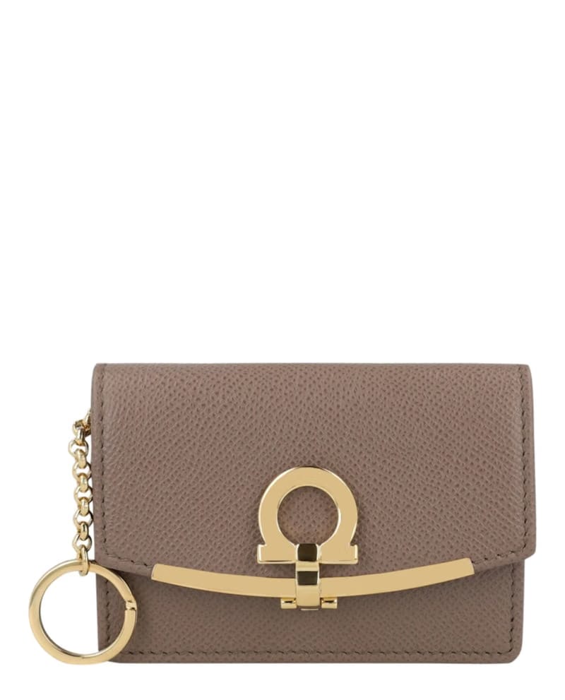 Ferragamo Gancini Clip Coin Pouch Brown