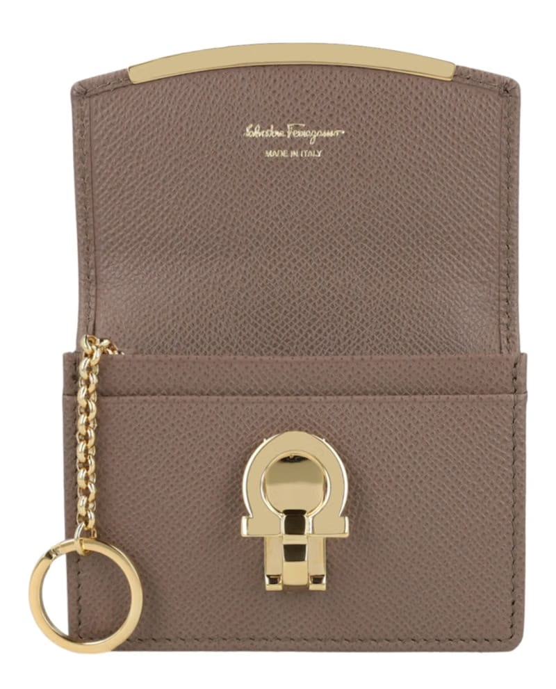 Ferragamo Gancini Clip Coin Pouch Brown