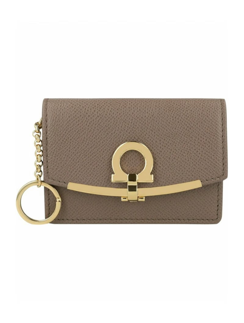 Ferragamo Gancini Clip Coin Pouch Brown