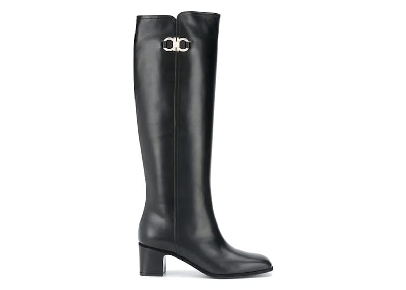 Ferragamo Gancini Buckle Knee-High Boots Black (Women's)