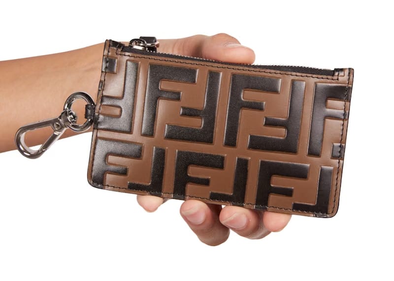 Fendi Coin Purse Zucca Calfskin Tobacco Black