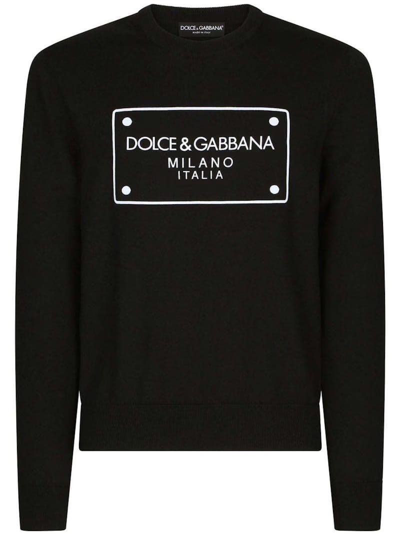 Dolce & Gabbana Intarsia Logo Wool Jumper Black