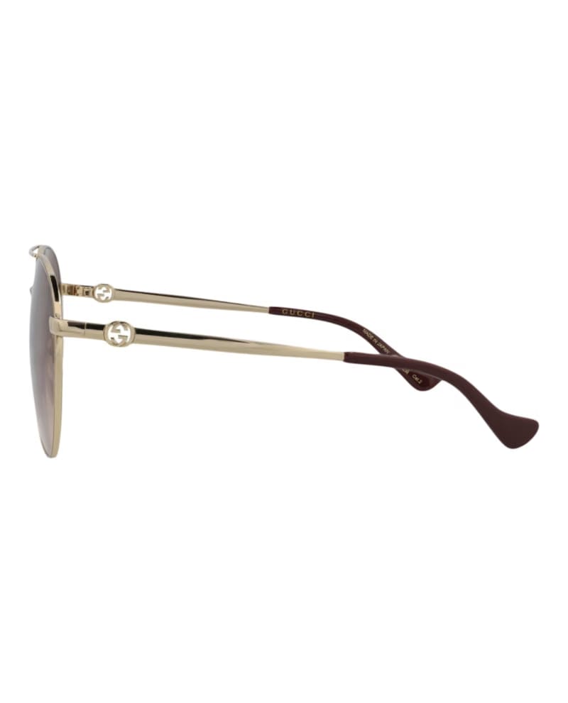 Gucci Aviator-Frame Metal Sunglasses Gold Gold Brown (GG1088S-30012964-002)