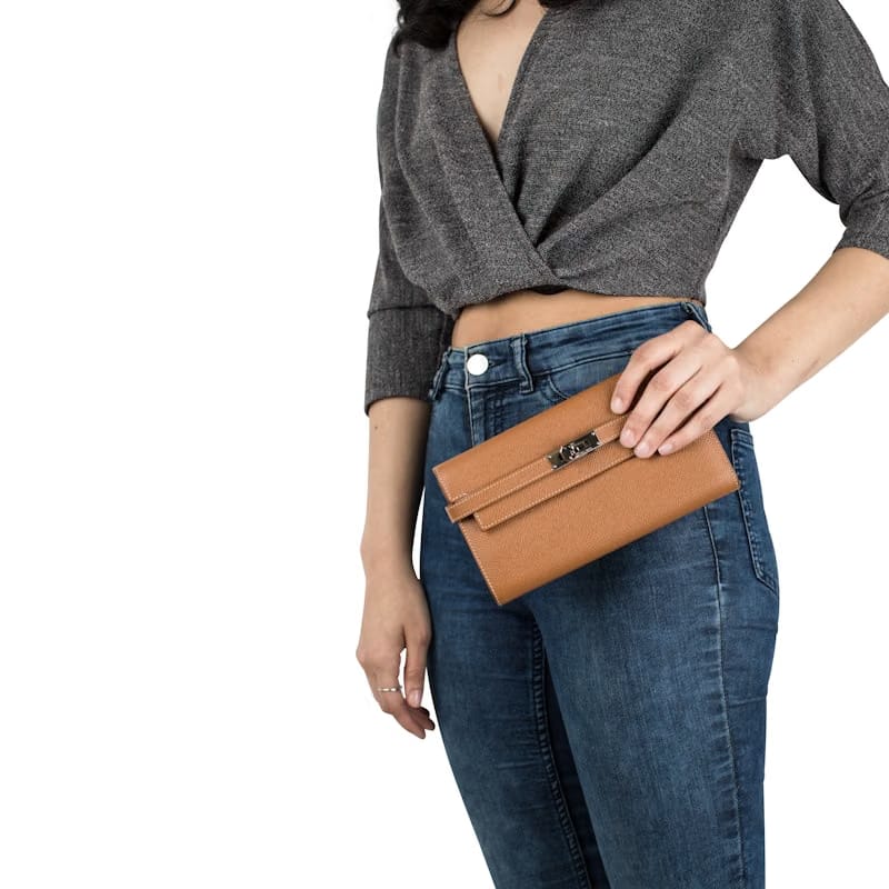 Hermes Kelly Classic Wallet Epsom Gold