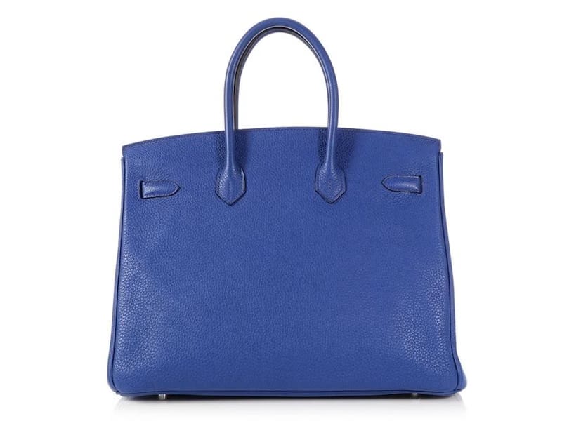 Hermes Birkin Togo 35 Silver-tone Bleu Electrique