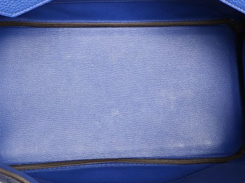 Hermes Birkin Togo 35 Silver-tone Bleu Electrique