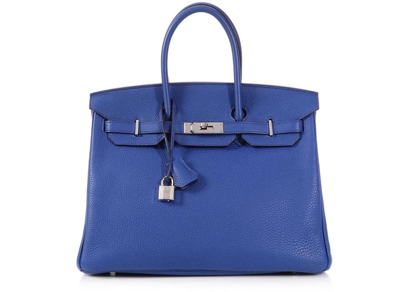 Hermes Birkin Togo 35 Silver-tone Bleu Electrique