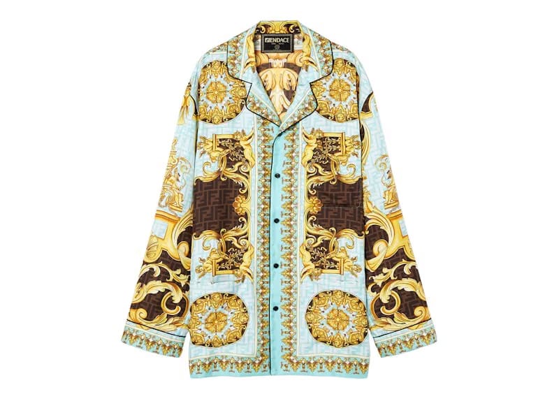 Fendi Fendace Baroque Pyjama Top Gold/Blue