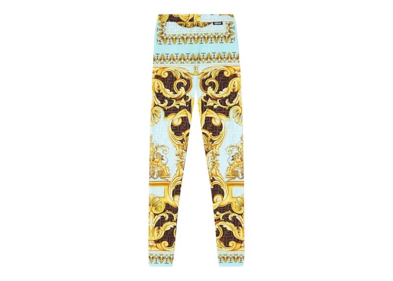 Fendi Fendace Baroque Leggings Gold/Blue