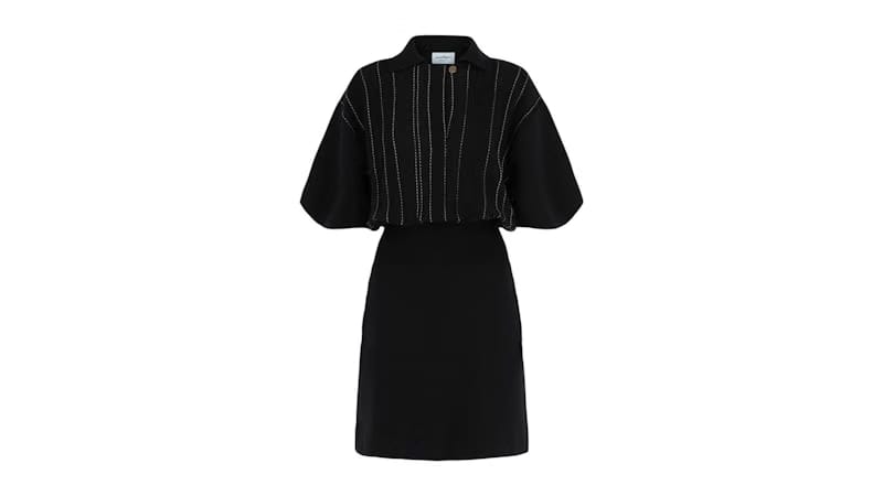 Ferragamo Contrast Stitch Knit Dress Blue
