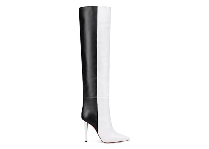 Christian Louboutin Astrilarge Botta 100 Leather Boots Bianco Black (Women's)