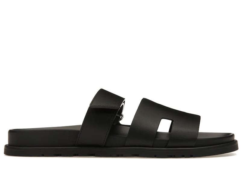 Hermes Chypre Sandal Noir Calfskin Leather (M)