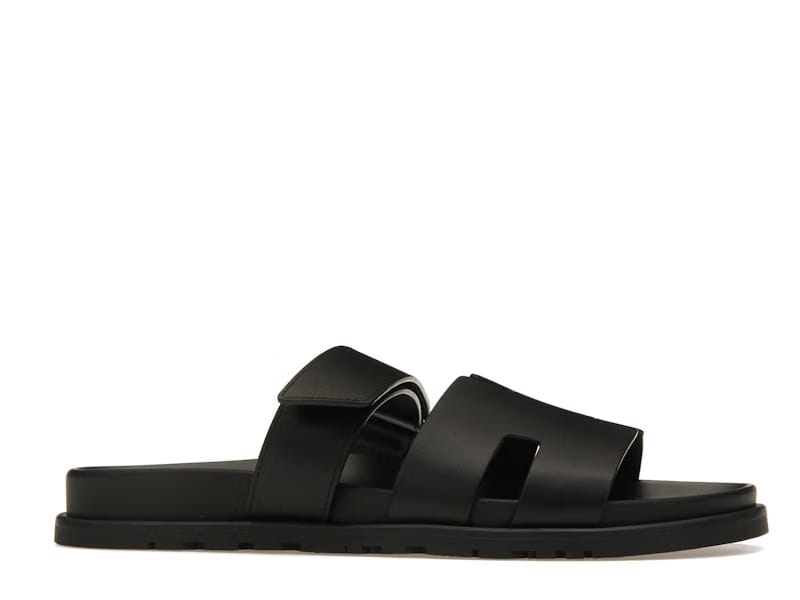 Hermes Chypre Sandal Noir Calfskin Leather (M)