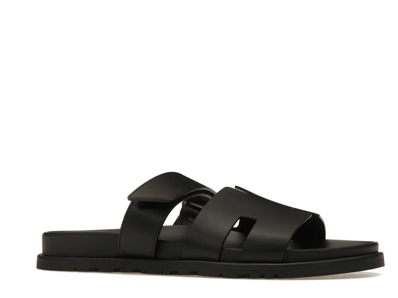 Hermes Chypre Sandal Noir Calfskin Leather (M)