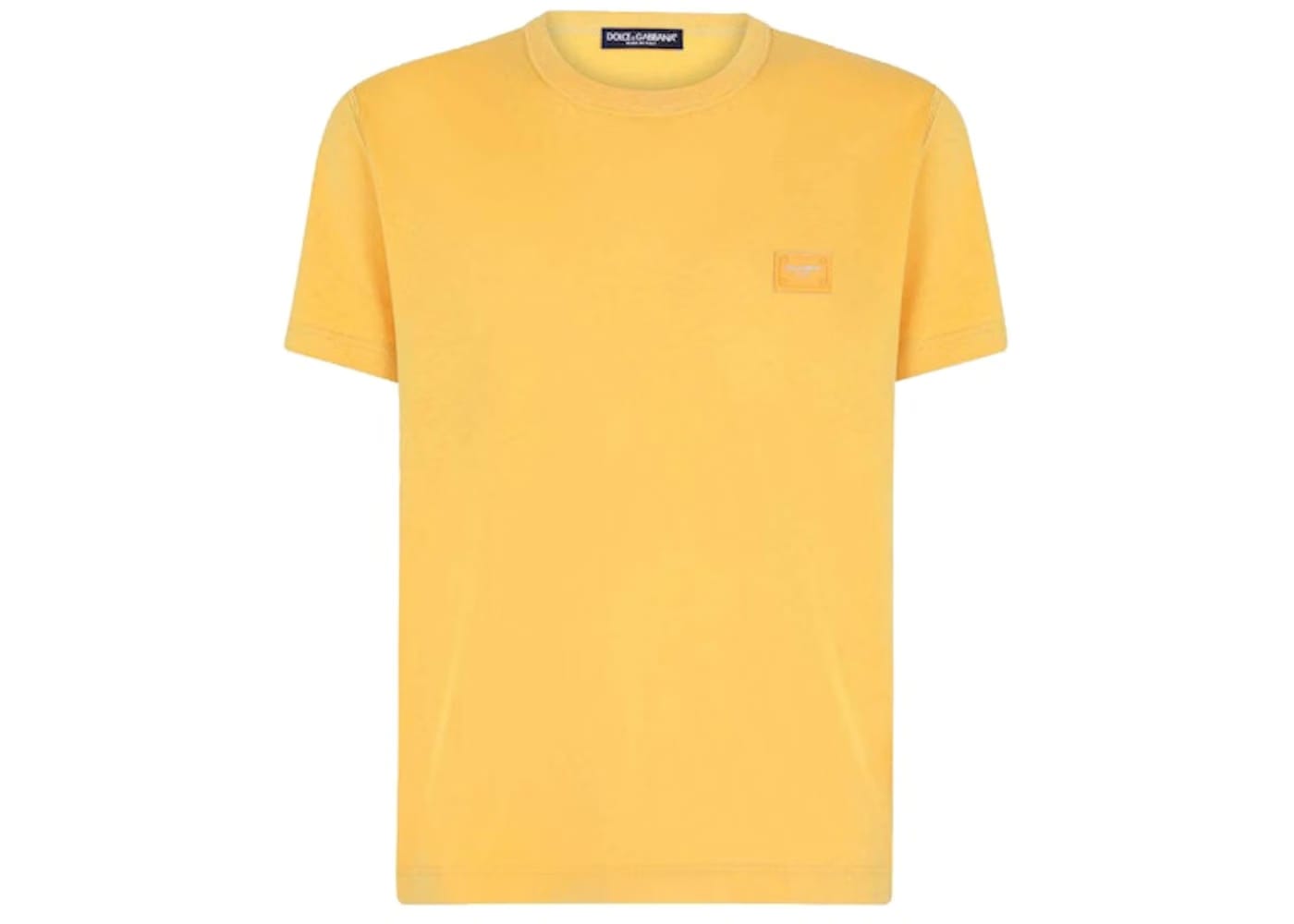 Dolce & Gabbana Cotton Branded Plate V-Neck T-Shirt Beige