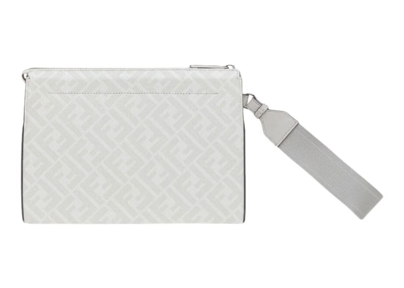Fendi Clutch Pack FF Monogram White/Light Gray