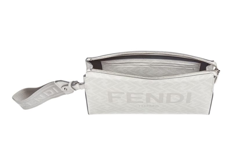 Fendi Clutch Pack FF Monogram White/Light Gray