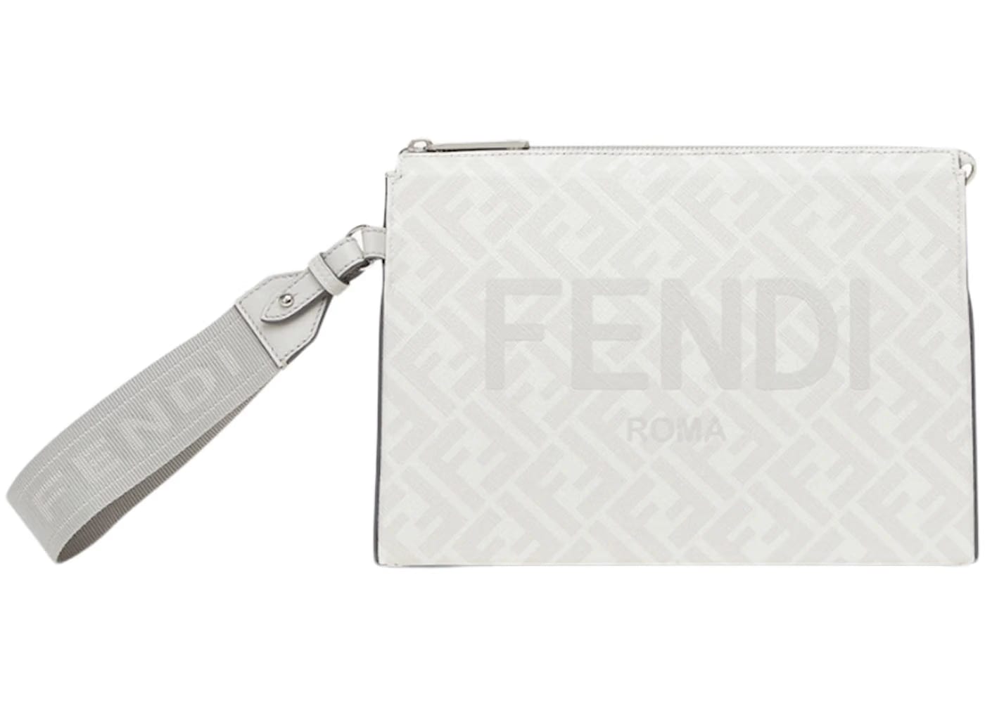 Fendi Clutch Pack FF Monogram White/Light Gray
