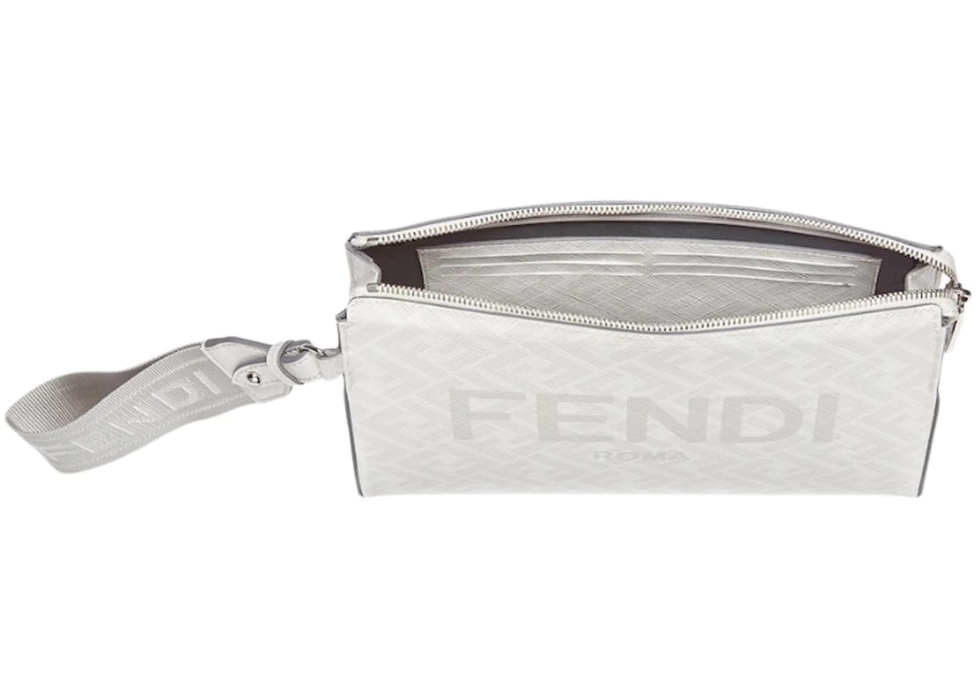 Fendi Clutch Pack FF Monogram White/Light Gray