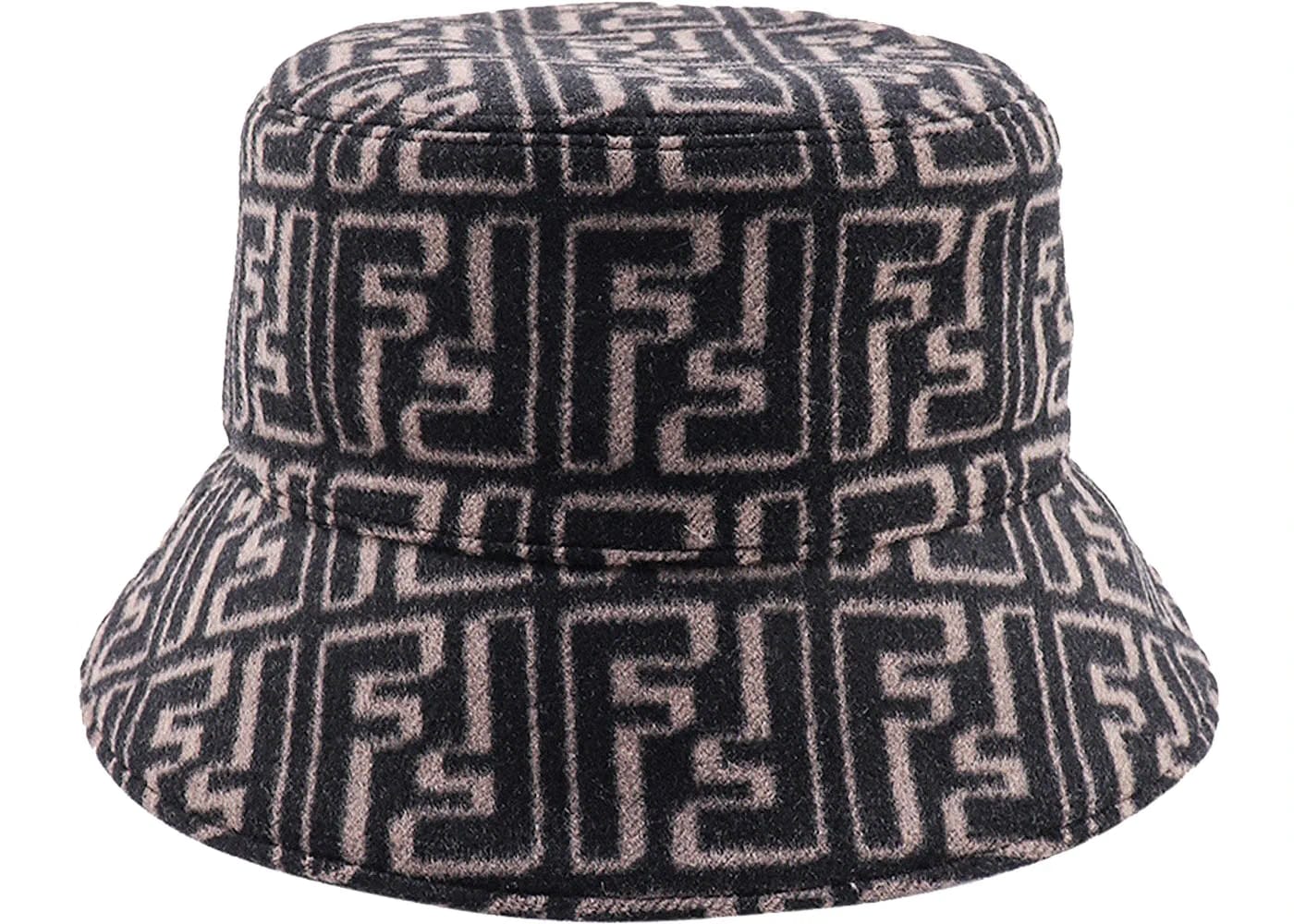 Fendi FF Motif Mens Wool And Silk Cloche Brown