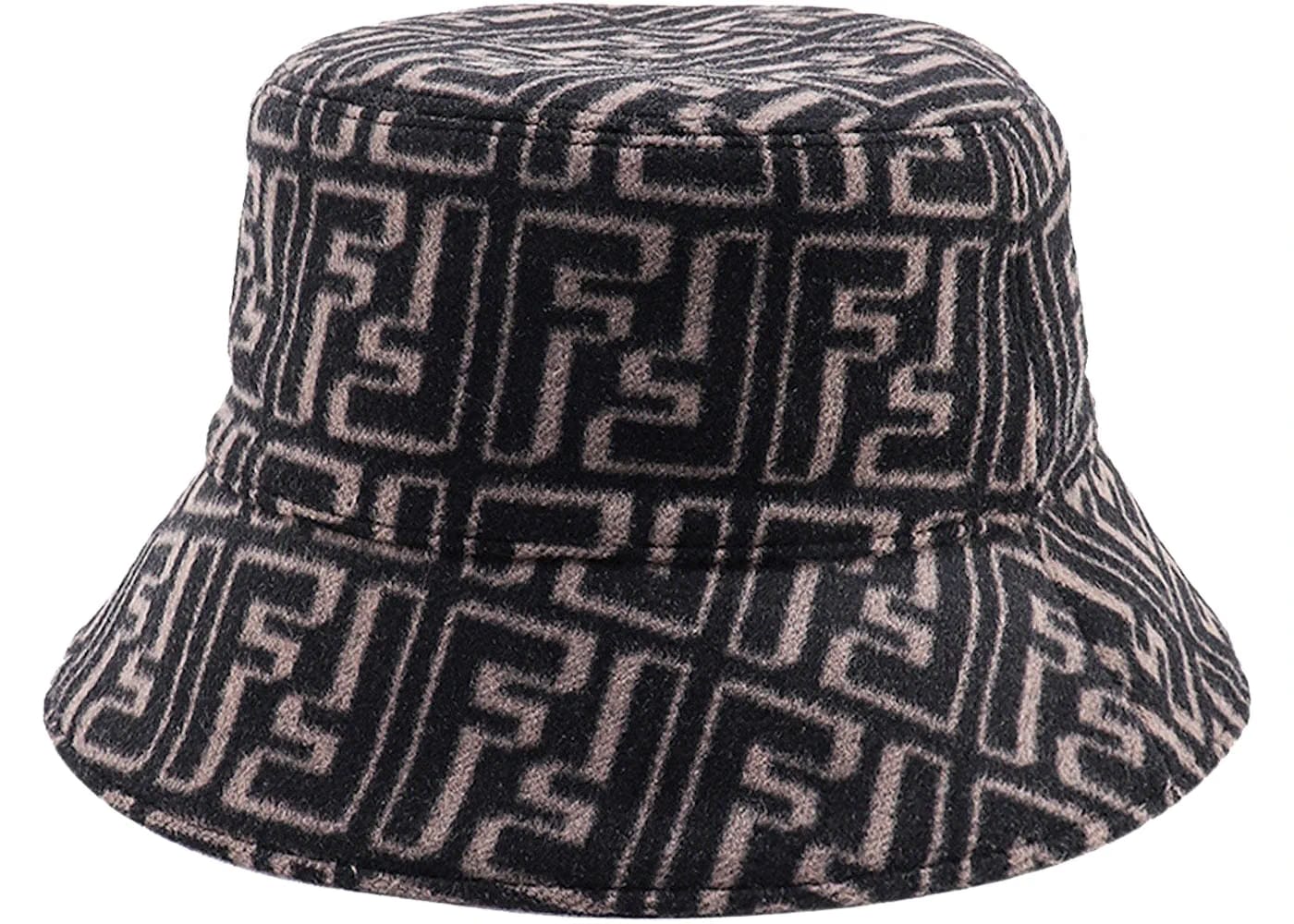 Fendi FF Motif Mens Wool And Silk Cloche Brown