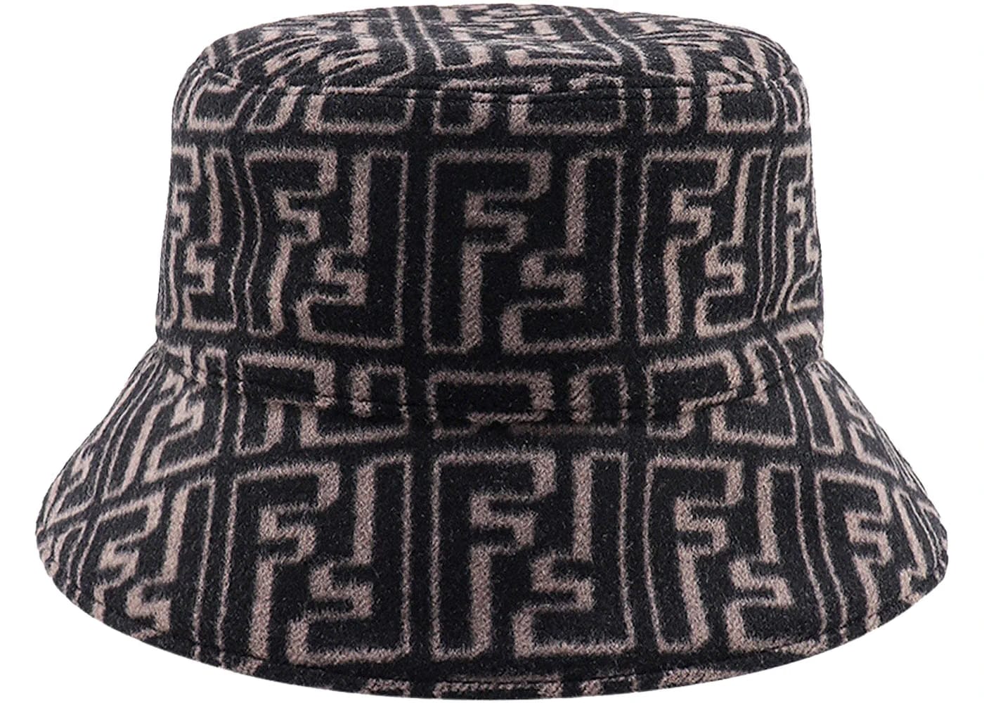 Fendi FF Motif Mens Wool And Silk Cloche Brown