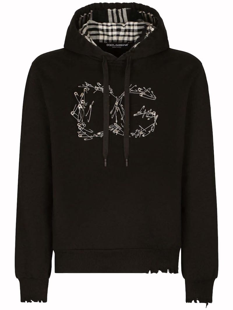 Dolce & Gabbana Safety-Pin Logo Hoodie Black