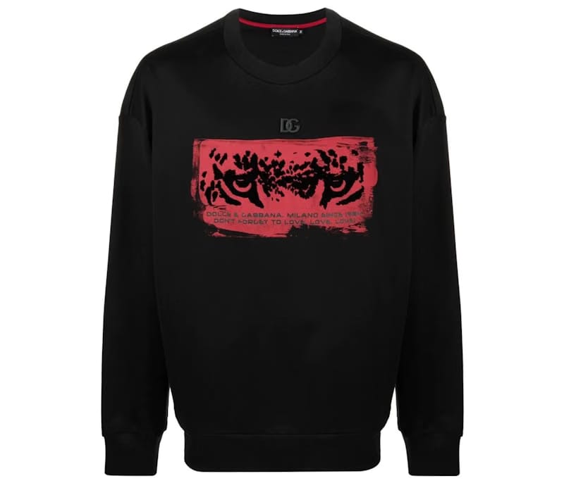 Dolce & Gabbana Logo-Plaque Sweatshirt Black/Red