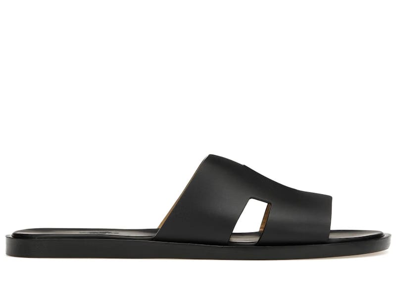 Hermes Izmir Sandal Noir Smooth Calfskin Leather