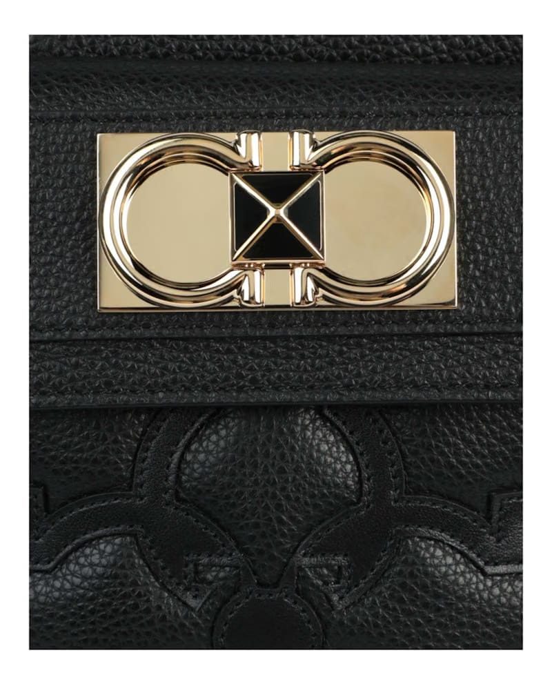 Ferragamo Logo Embossed Crossbody Black