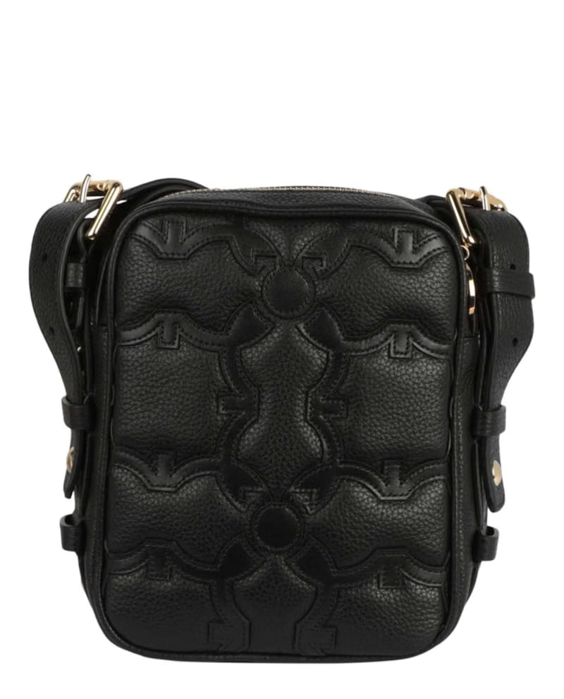 Ferragamo Logo Embossed Crossbody Black