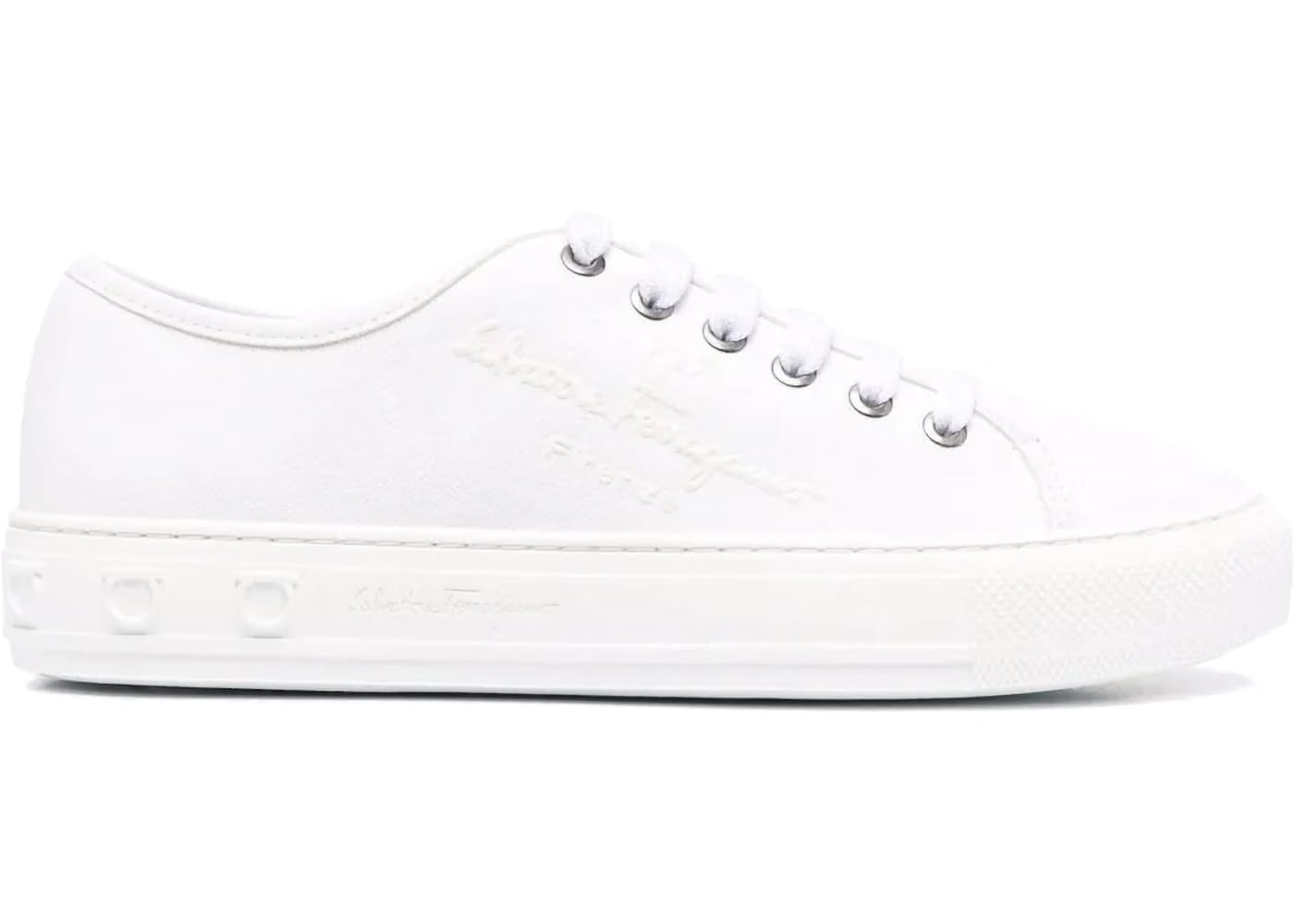 Ferragamo Embossed-Logo Low-Top Sneakers White (Women's)