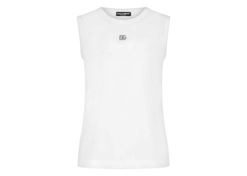 Dolce & Gabbana DG Logo Cotton Tank Top White