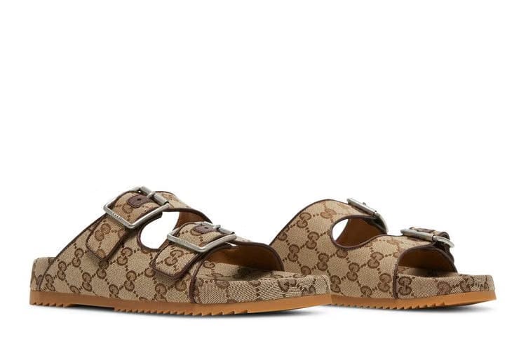 Gucci Strap Slide Sandal Beige Canvas