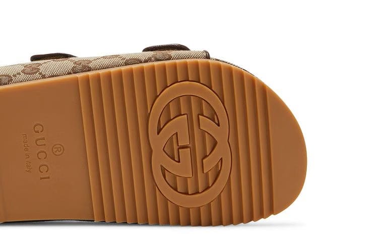 Gucci Strap Slide Sandal Beige Canvas