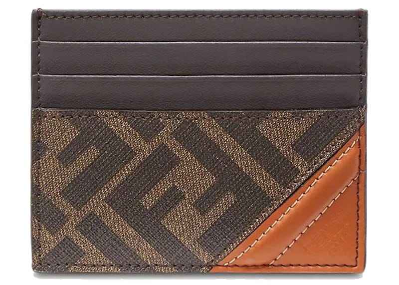 Fendi FF Panelled Card Holder Brown