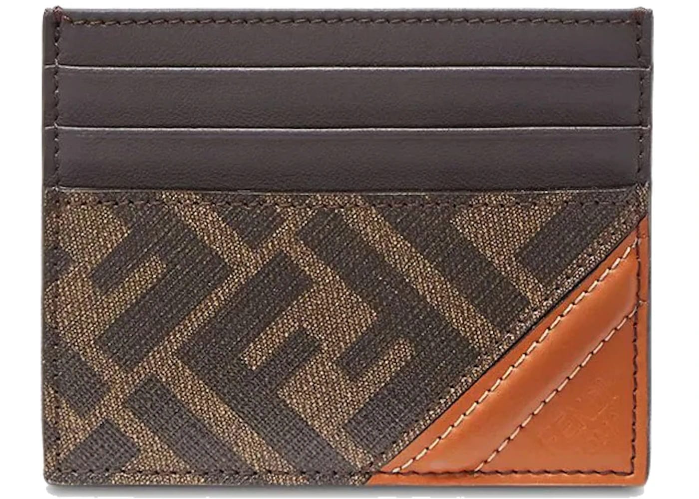 Fendi FF Panelled Card Holder Brown