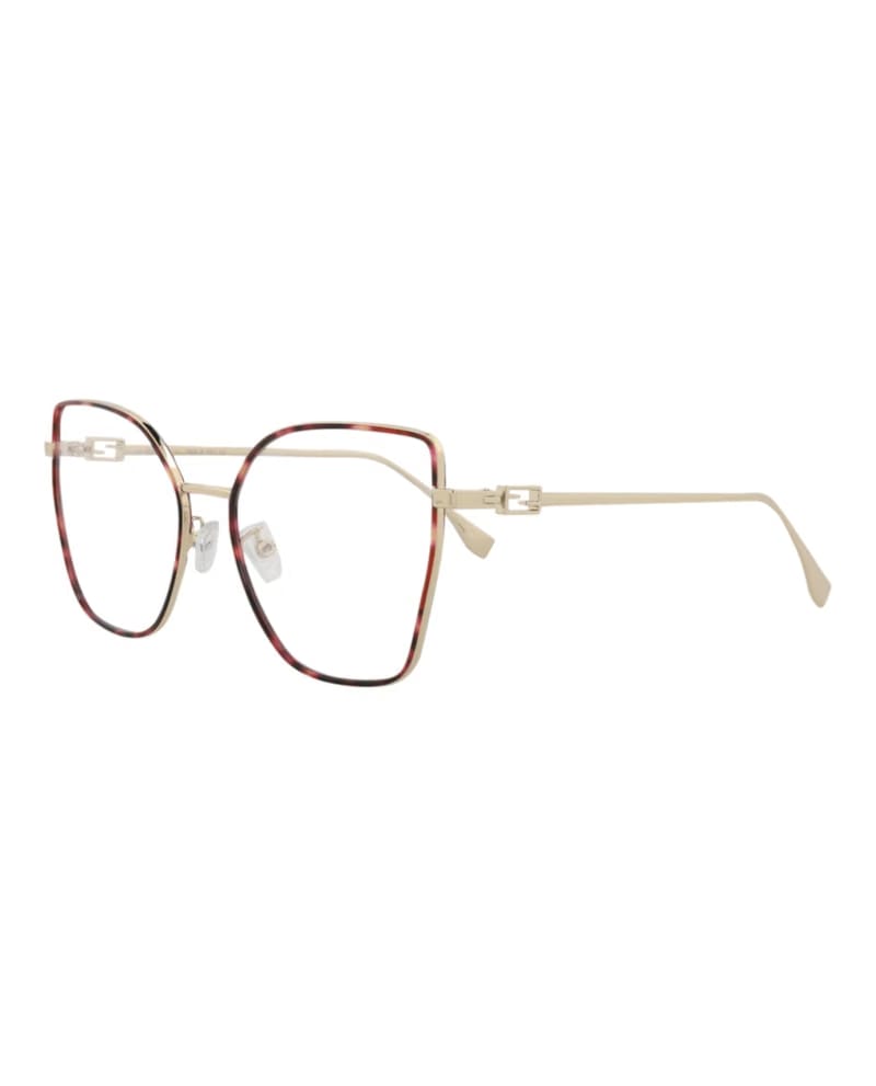 Fendi Cat Eye-Frame Metal Optical Frames Gold Gold Transparent (FE50012U-56-032)