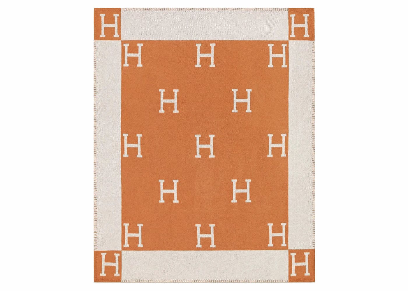 Hermes Avalon Throw Blanket Ecru/Potiron