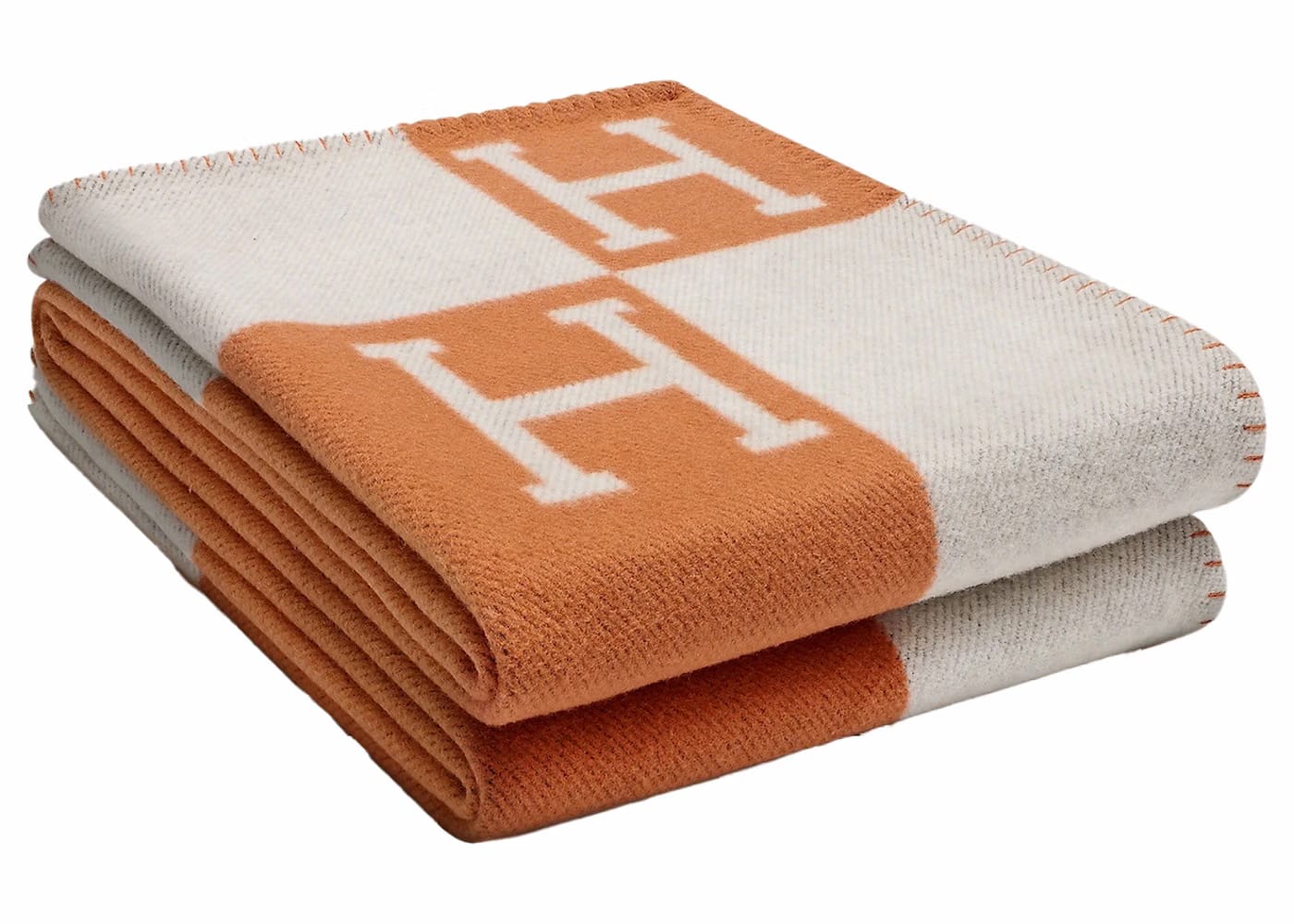 Hermes Avalon Throw Blanket Ecru/Potiron