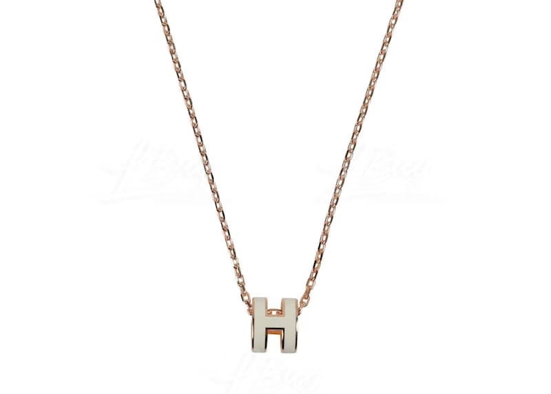Hermes Mini Pop H Pendant Rose Gold-tone Blanc