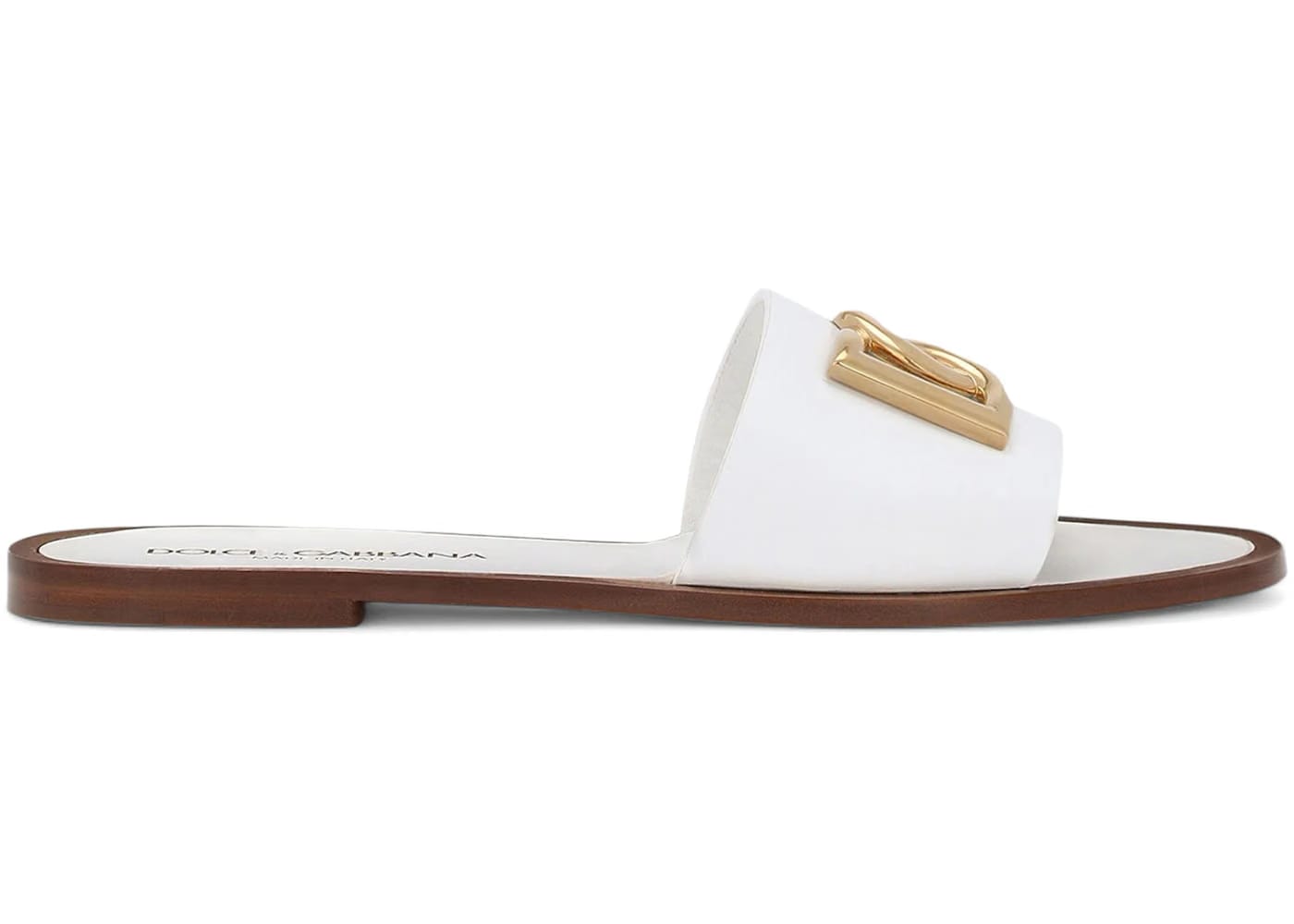 Dolce & Gabbana Calfskin Bianca Sliders with DG Logo White (Women's)